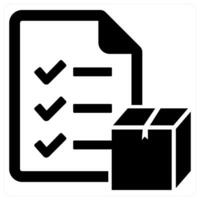 Parcel List and delivery icon concept in black filled color vector