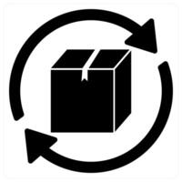 Parcel Refresh and refresh icon concept in black filled color vector