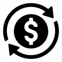 Money Flow and dollar icon concept in black filled color vector