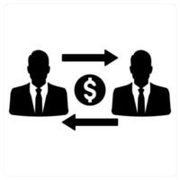 Money Transacation and finance icon concept in black filled color vector