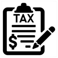 Tax Return and payment icon concept in black filled color vector