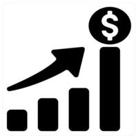 Revenue and income icon concept in black filled color vector