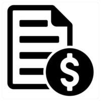 Invoice and bill icon concept in black filled color vector