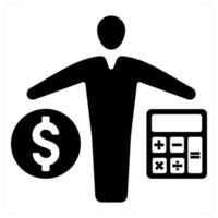 Accountant and finance icon concept in black filled color vector