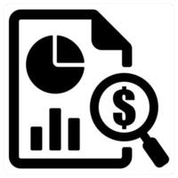 Audit and paper icon concept in black filled color vector