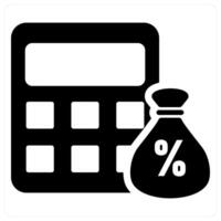 Tax Calcutator and receipt icon concept in black filled color vector
