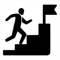 Steps and achievement icon concept in black filled color vector