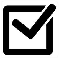 Check and checkmark icon concept in black filled color vector