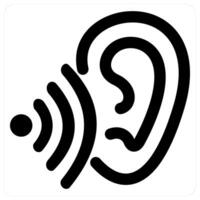 Pay Attention and listen icon concept in black filled color vector