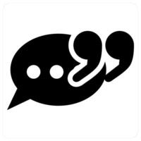 Paraphrase and quotes icon concept in black filled color vector