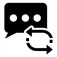 Refresh Message and communication icon concept in black filled color vector