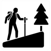 Hiking and climbing icon concept in black filled color vector