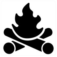 Campfire and flame icon concept in black filled color vector