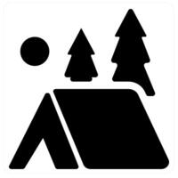 Camping and travel icon concept in black filled color vector