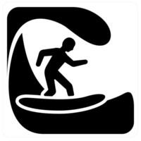 Surfing and adventure icon concept in black filled color vector