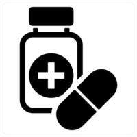 Antihistamine and pills icon concept in black filled color vector