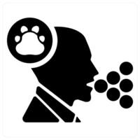 Pet Allergy and animals icon concept in black filled color vector