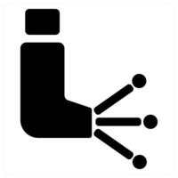 Asthma and inhaler icon concept in black filled color vector