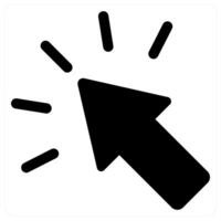 Click and direction icon concept in black filled color vector