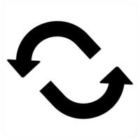 Refresh and direction icon concept in black filled color vector