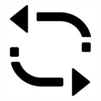 Repeat and direction icon concept in black filled color vector