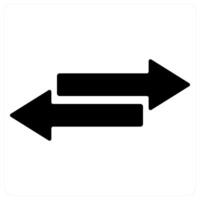 Swap and direction icon concept in black filled color vector