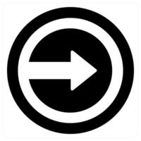 Right and direction icon concept in black filled color vector