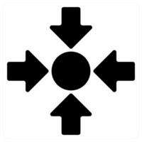 Center and direction icon concept in black filled color vector
