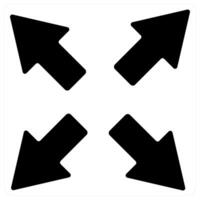 Expand and direction icon concept in black filled color vector