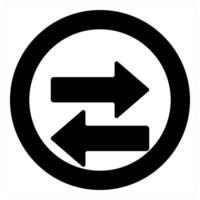 Exchange and direction icon concept in black filled color vector