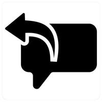 Reply and direction icon concept in black filled color vector