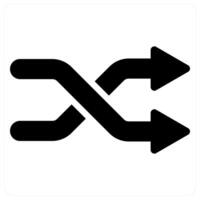 Shuffle and direction icon concept in black filled color vector