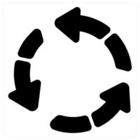 Reload and direction icon concept in black filled color vector