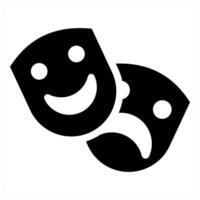 Theater and mask icon concept in black filled color vector