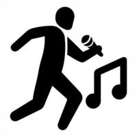 Singing and music icon concept in black filled color vector