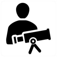 Astronomer and science icon concept in black filled color vector