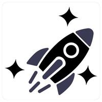 Spaceship and launch icon concept in black filled color vector