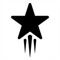 Star and shooting icon concept in black filled color vector