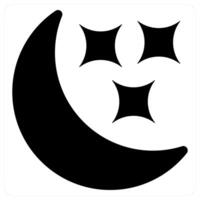 Moon and night icon concept in black filled color vector