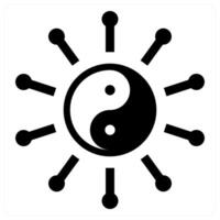 Yin Yang and religion icon concept in black filled color vector