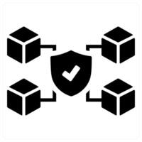 Blockchain and network concept in black filled color vector
