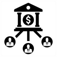 Centralized finance and management icon concept in black filled color vector