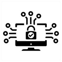 Cyber security and protection icon concept in black filled color vector