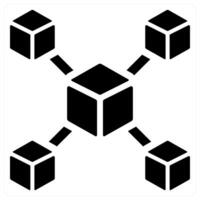 Node and connection icon concept in black filled color vector