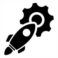 Startup and launch icon concept in black filled color vector
