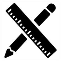 Stationery and geometry icon concept in black filled color vector
