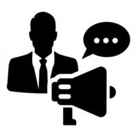 Promotion and advertisement icon concept in black filled color vector