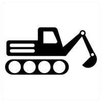 Excavator and digging icon concept in black filled color vector