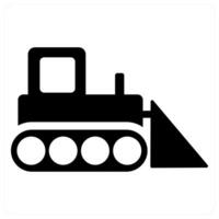 Bulldozer and vehicle icon concept in black filled color vector
