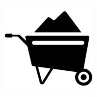 Wheelbarrow and cart icon concept in black filled color vector
